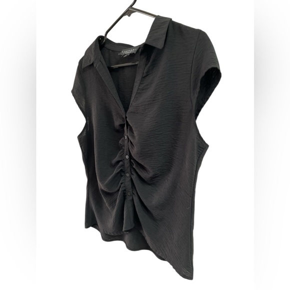 Laundry black short sleeve button down blouse - Picture 3 of 5